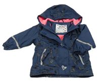 Tmavomodro-černá vzorovaná nepromokavá jarní bunda s kapucí Lupilu