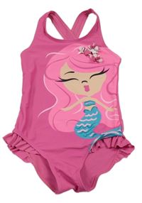 Růžové jednodílné plavky s mořskou pannou Topolino