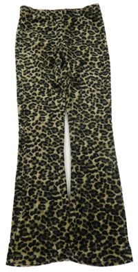 Černo-béžové leopardí sametové flare legíny only