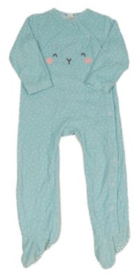 Světlemodrý puntíkatý sametový overal s čumákem 