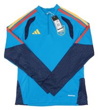 Nové - modro-tmavomodrá sportovní funkční mikina s pruhy Adidas