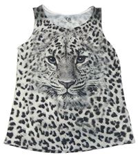 Šedý top se sněžným leopardem C&A
