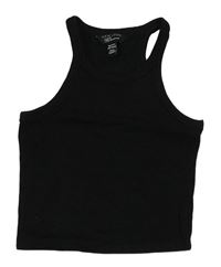 Černý žebrovaný crop top New Look