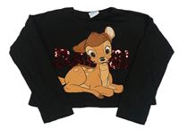 Černé crop triko s Bambim Disney