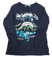 Tmavomodré triko s diny z flitrů H&M