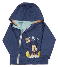 Tmavomodrá šusťáková jarní bunda s Mickeym a kapucí George