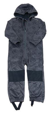 Antracitová softshellová kombinéza s roboty a kapucí Lupilu