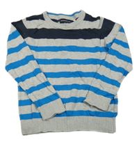 Šedo-modrý pruhovaný svetr C&A