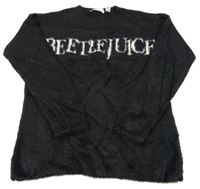 Černý chlupatý svetr s nápisem H&M