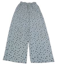 Světlešedo-modré květované palazzo kalhoty H&M
