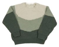 Smetanovo-zeleno-khaki svetr 