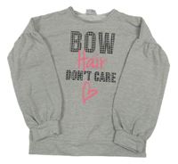 Šedá mikina s nápisy Matalan