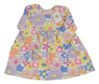 Nové - Bílo-barevné květované žebrované šaty Primark