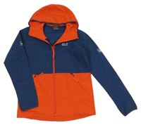 Tmavomodro-červená šusťáková jarní funkční bunda s kapucí Jack Wolfskin
