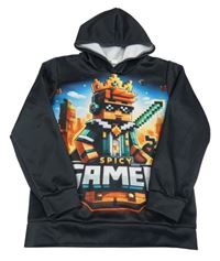 Černá mikina s kapucí - Minecraft