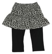 Černé crop legíny s našitou sukní s leopardím vzorem Crash One 