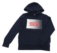 Tmavomodrá mikina s logem a kapucí Jack & Jones