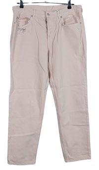 Dámské světlerůžové boyfriend rifle s prošoupáním H&M
