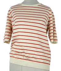 Dámské červeno-bílé pruhované pletené tričko H&M