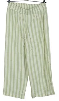 Dámské světlezeleno-bílé pruhované culottes kalhoty Only