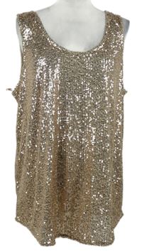 Nové - Dámský zlatý flitrový top 