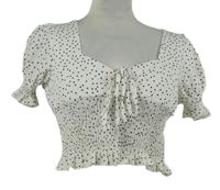 Dámská bílá puntíkovaná crop halenka Shein 