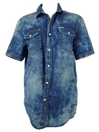 Pánská tmavomodrá puntíkovaná košile riflového vzhledu Garcia 