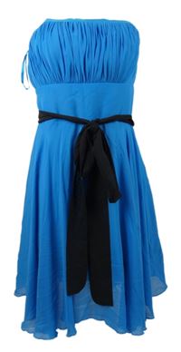 Dámské modré šifonové korzetové šaty s mašlí