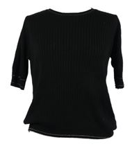 Dámský lehký žebrovaný svetr se stříbrnými proužky M&S