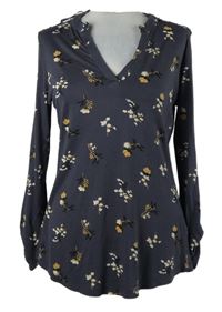 Dámské tmavošedé kytičkované triko s krajkou Roman 