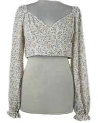 Dámská bílá kytičkovaná crop halenka 