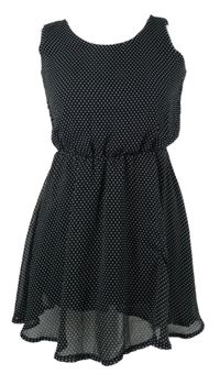Dámské černé puntíkované šifonové šaty 