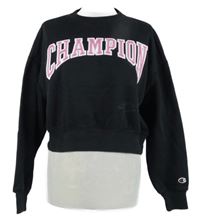 Dámská černá crop mikina s nápisem Champion 