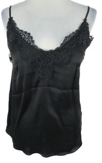 Dámský černý saténový top s krajkou H&M
