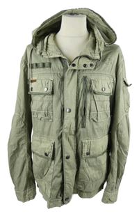 Pánská světlekhaki šusťáková podzimní parka s kapucí Camel 