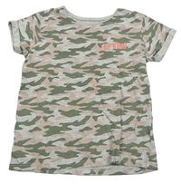 Šedo-růžovo-khaki army tričko s nápisem Primark