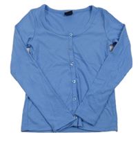 Modré žebrované triko s knoflíčky 