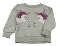Světlešedá mikina s jednorožci Dopodopo