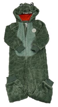 Nové- Khaki chlupatá kombinéza s kapucí- krokodýl F&F