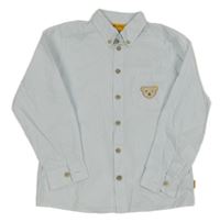 Světlemodro-bílá kostkovaná košile s medvědem