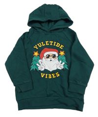 Tmavozelená mikina se Santa Clausem a kapucí Dunnes
