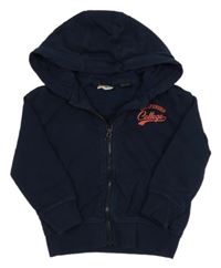 Tmavomodrá propínací mikina s nápisem a kapucí Kuniboo