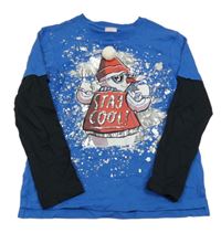 Modro-černé triko se sněhulákem George