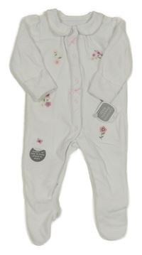 Nové - Bílý sametový overal s kytičkami Little nutmeg