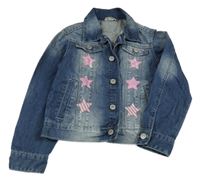 Tmavomodrá šisovaná riflová bunda s hvězdami Brums