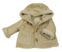 Béžový semišový zateplený kabátek s kapucí Zara
