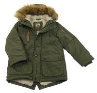 Khaki šusťáková zimní bunda a kapucí C&A