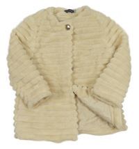 Světlebéžový žebrovaný chlupatý podšitý kabát 