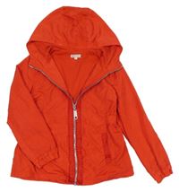 Červená šusťáková jarní bunda s kapucí 