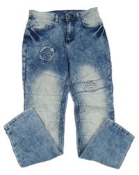 Modro-bílé elastické rifle YOUNG IDOLS